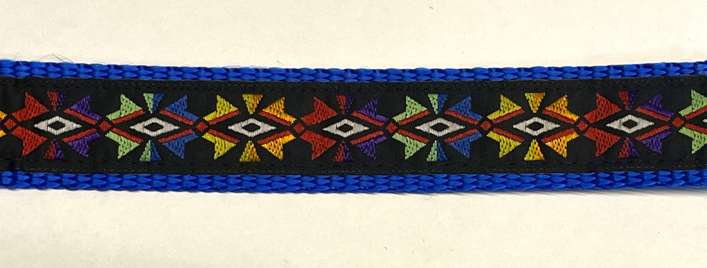 Black with Rainbow Geometric Design Dog Collar 1in