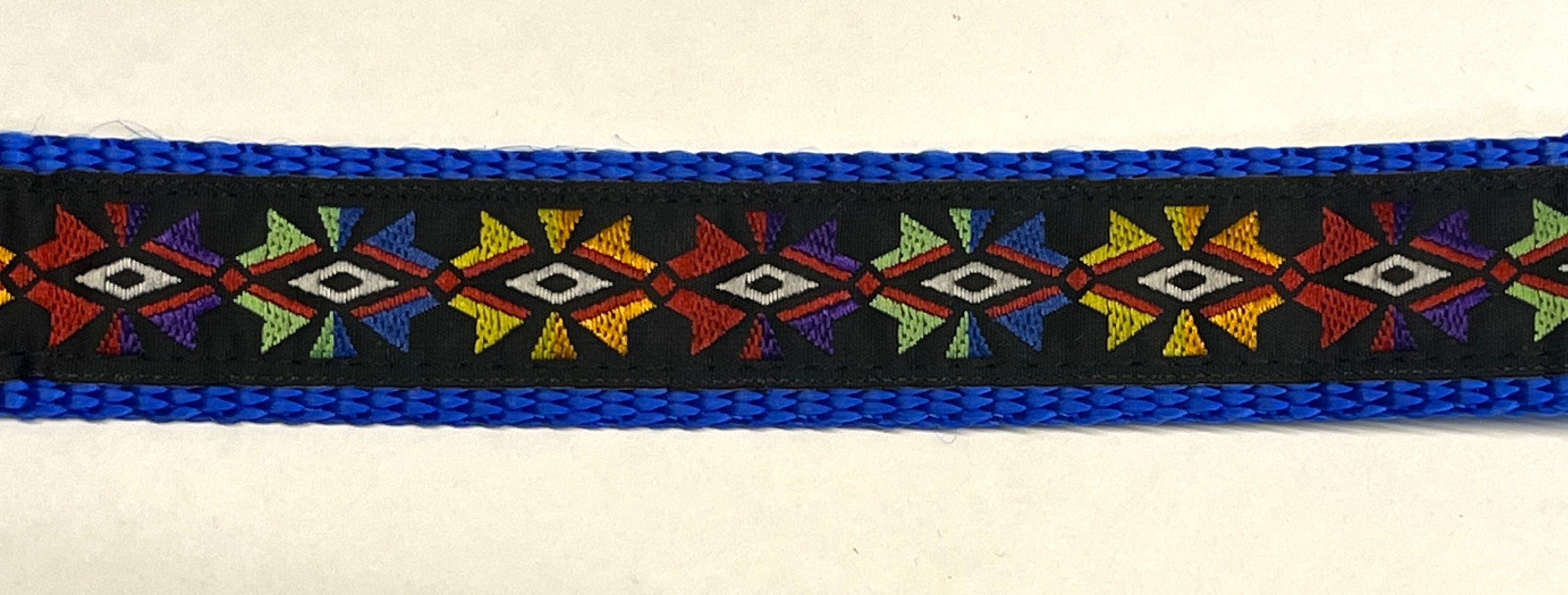 Black with Rainbow Geometric Design Dog Collar 1in