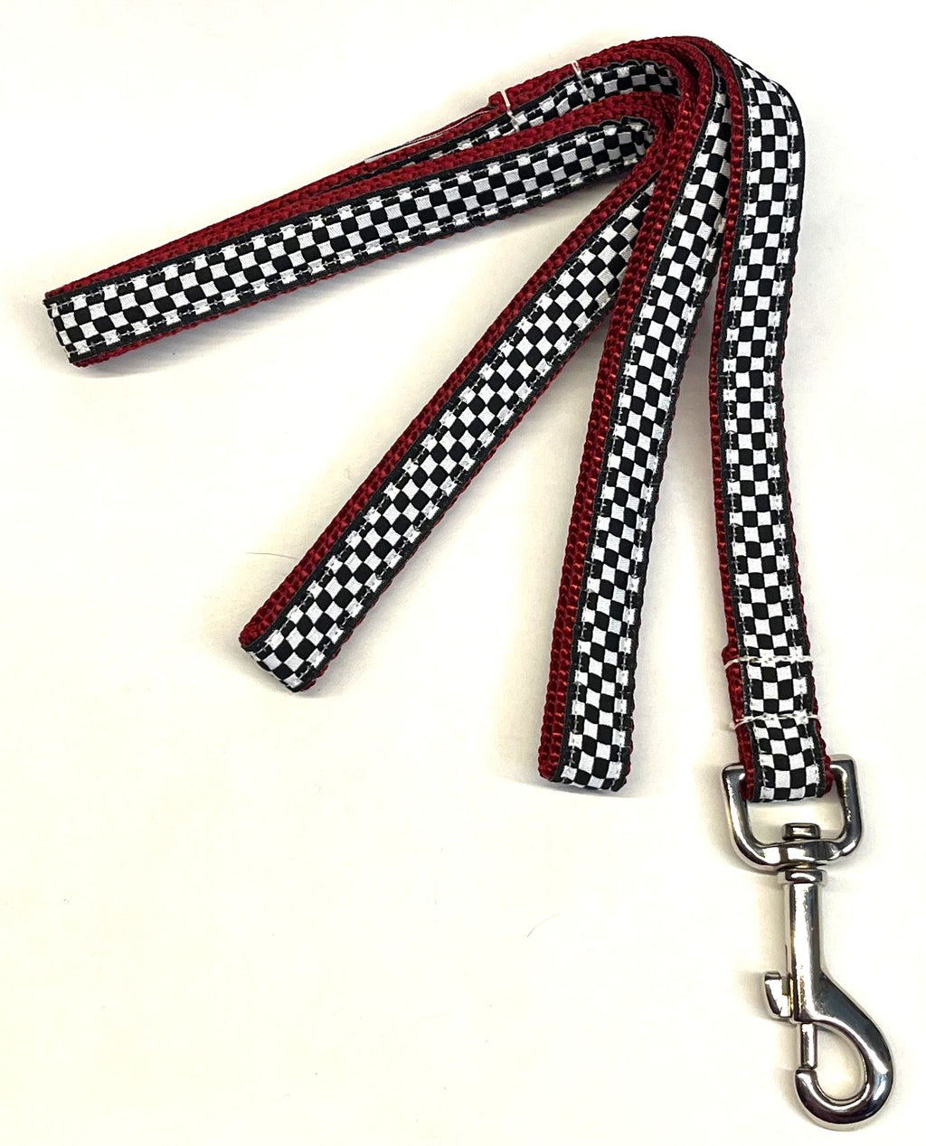 Black and White Checkered Dog Leash 3/4