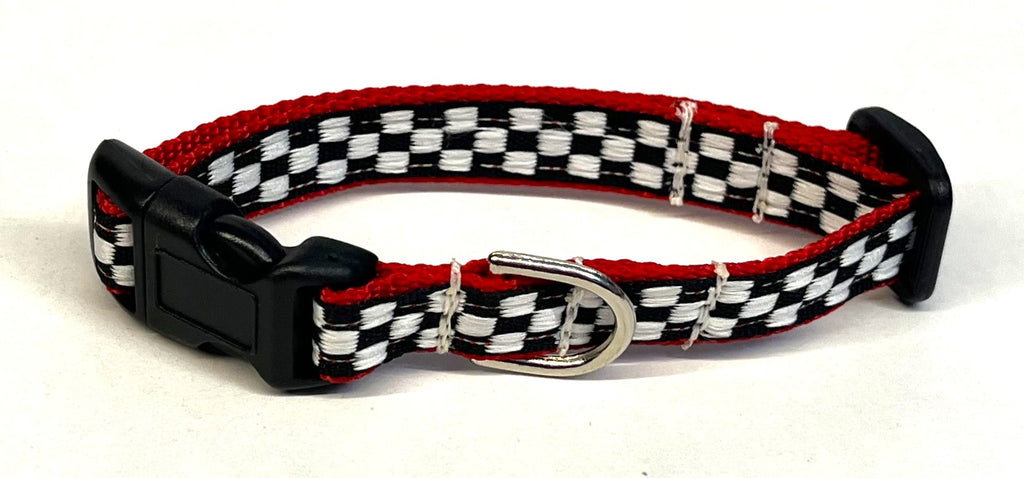 Black & White Checkered Dog Collar 1/2