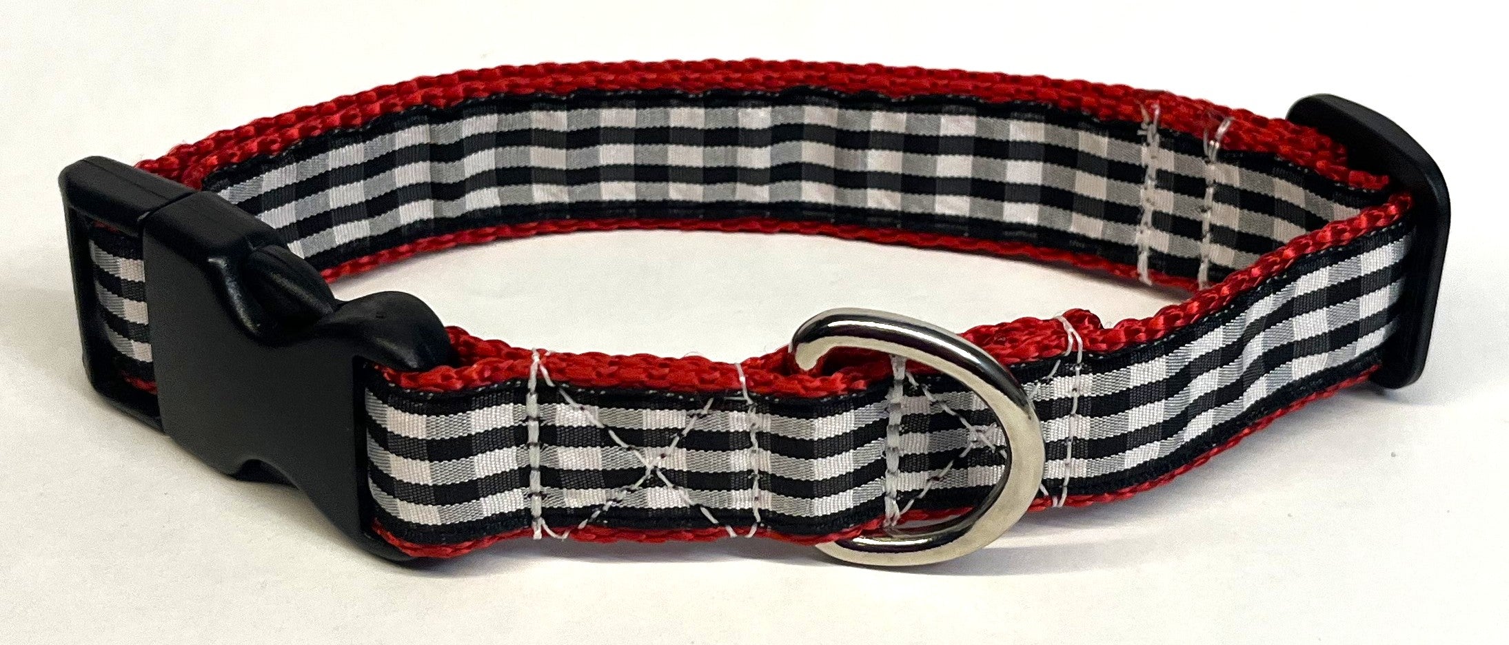 Black and White Plaid Dog Collar 1in