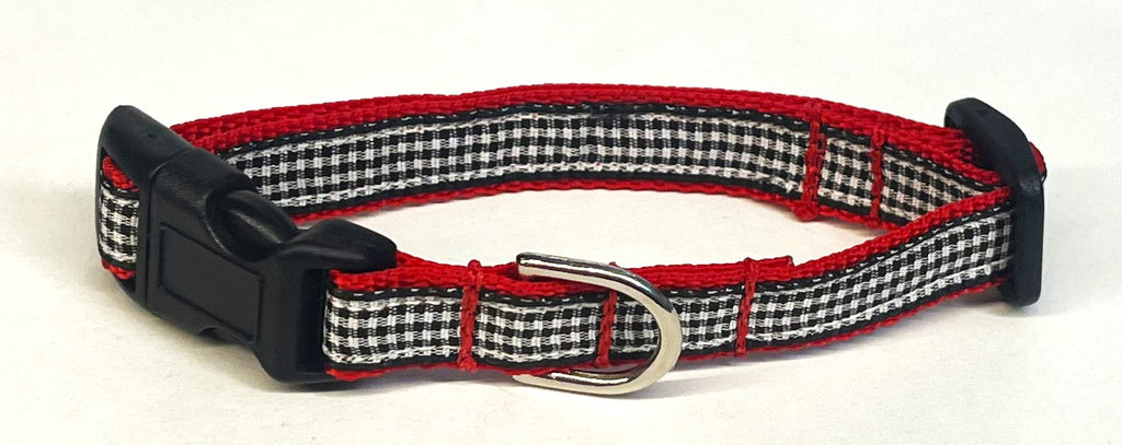 Black & White Plaid Dog Collar 1/2