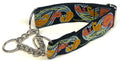 Black with Blue, Pink, Orange, and Green Paisley Chain Martingale Collar 1 1/2 in