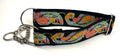 Black with Blue, Green, Pink, and Orange Paisley Design Chain Martingale Collar 2in