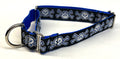 Black with Blue and Silver Skull and Crossbones Martingale Collar 1in