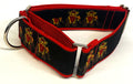 Black with Brown Elephants Martingale Collar 1 1/2 in