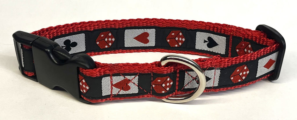 Black with Cards and Dice Dog Collar 1in