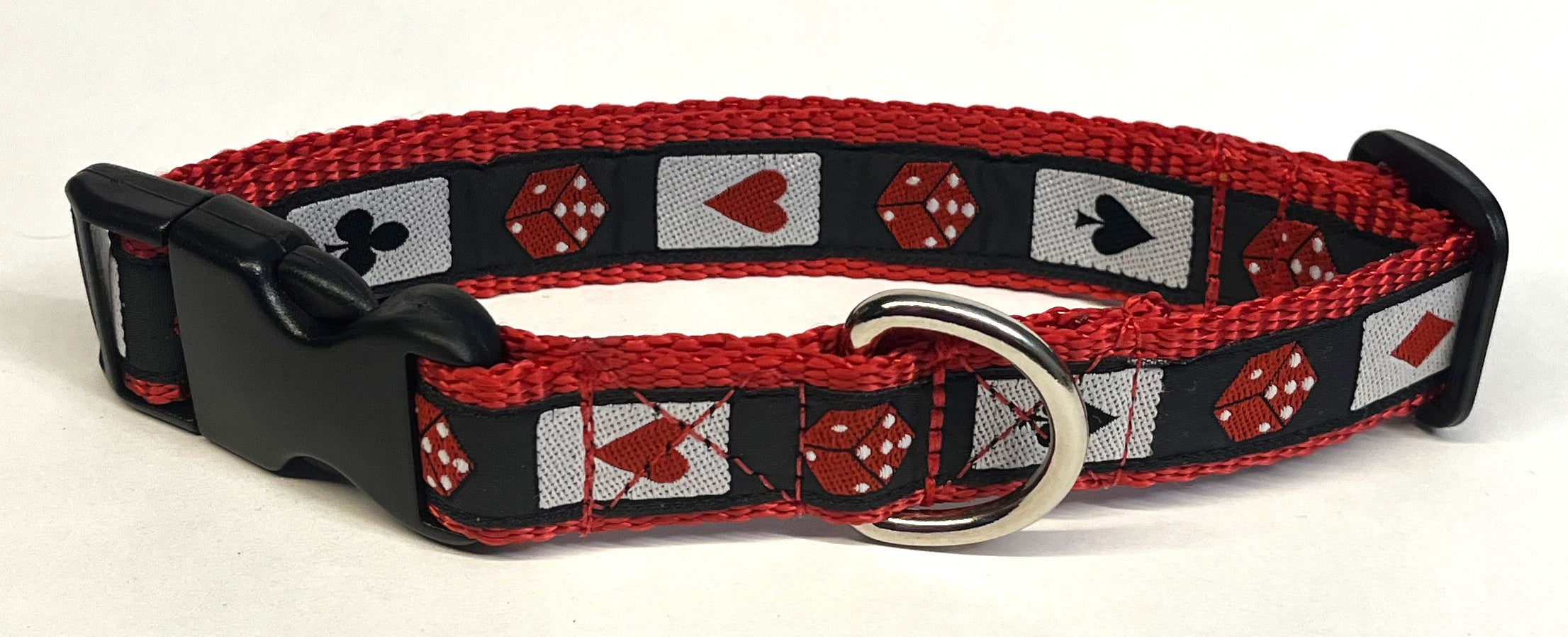 Black with Cards and Dice Dog Collar 1in