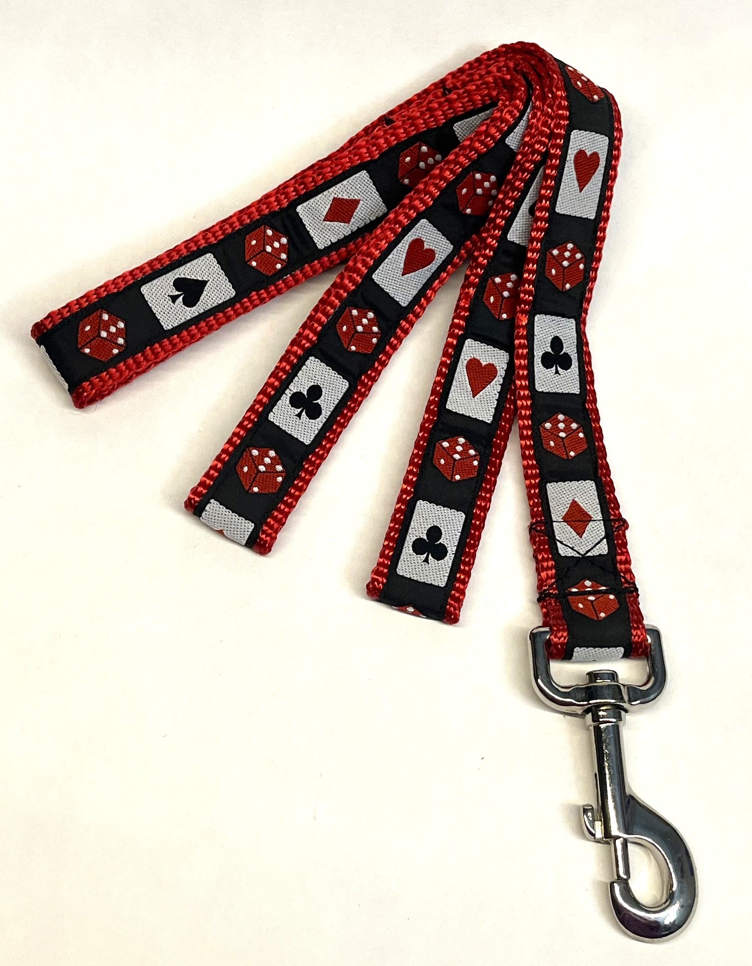 Black with Cards and Dice Dog Leash 1in