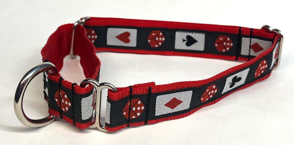 Black with Cards and Dice Martingale Collar 1in