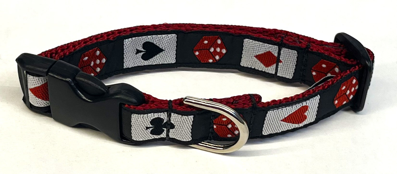 Black with Cards and Dice Dog Collar 3/4