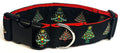 Black with Christmas Trees Dog Collar 1 1/2 in