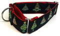 Black with Christmas Trees Martingale Collar 1 1/2 in