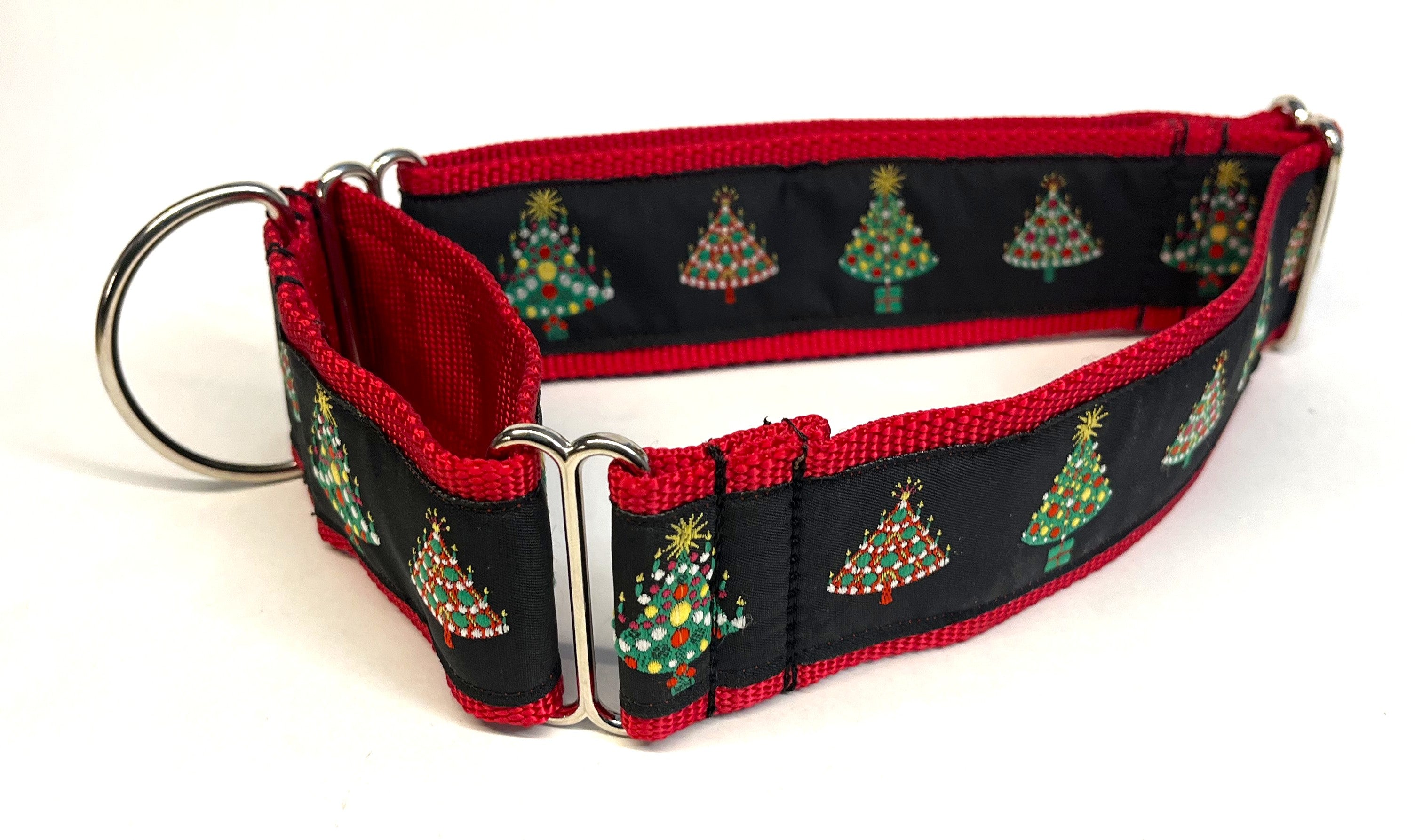 Black with Christmas Trees Martingale Collar 2in