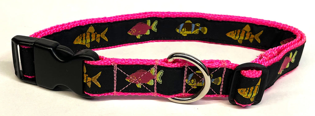 Black with Fish Dog Collar 1in