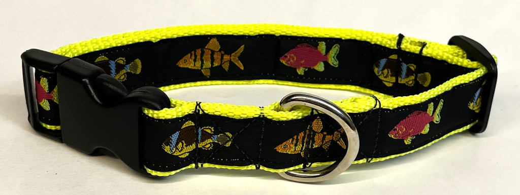 Black with Fish Dog Collar 1in