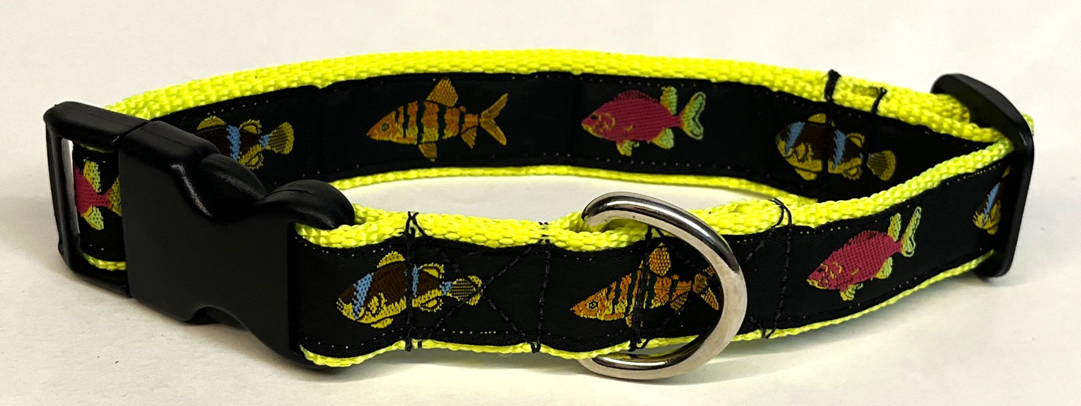 Black with Fish Dog Collar 1in