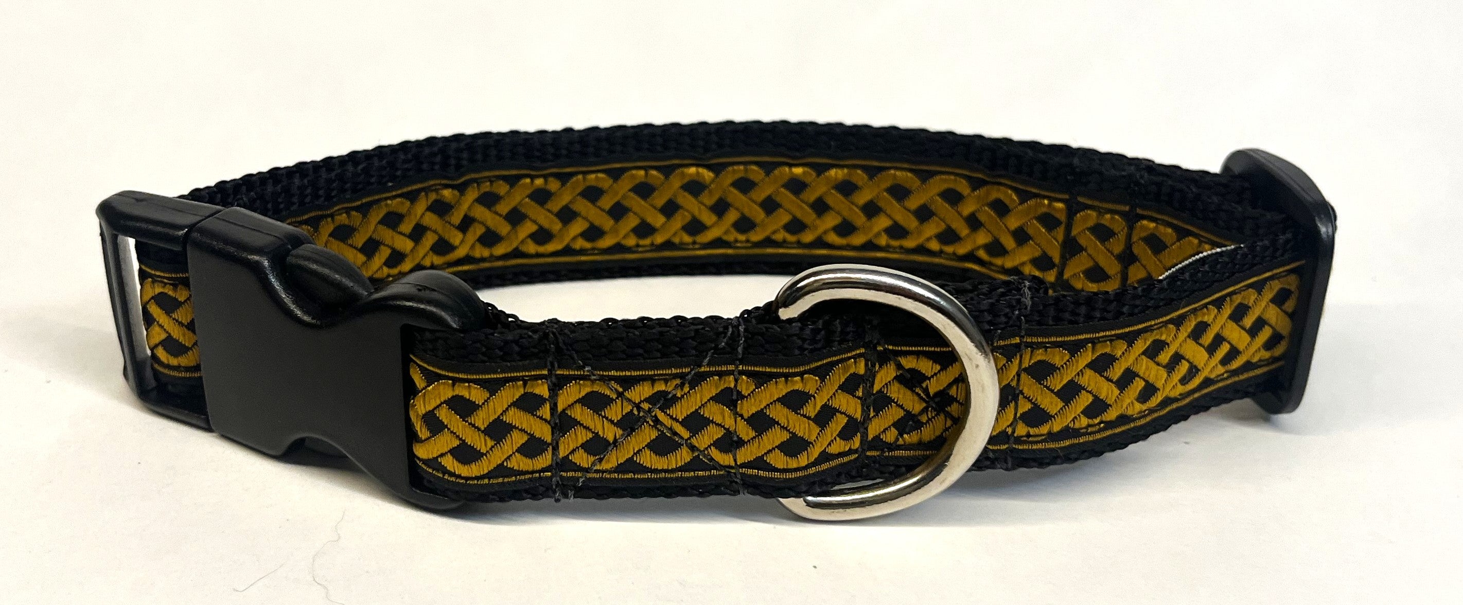 Black with Gold Celtic Weave Dog Collar 1in
