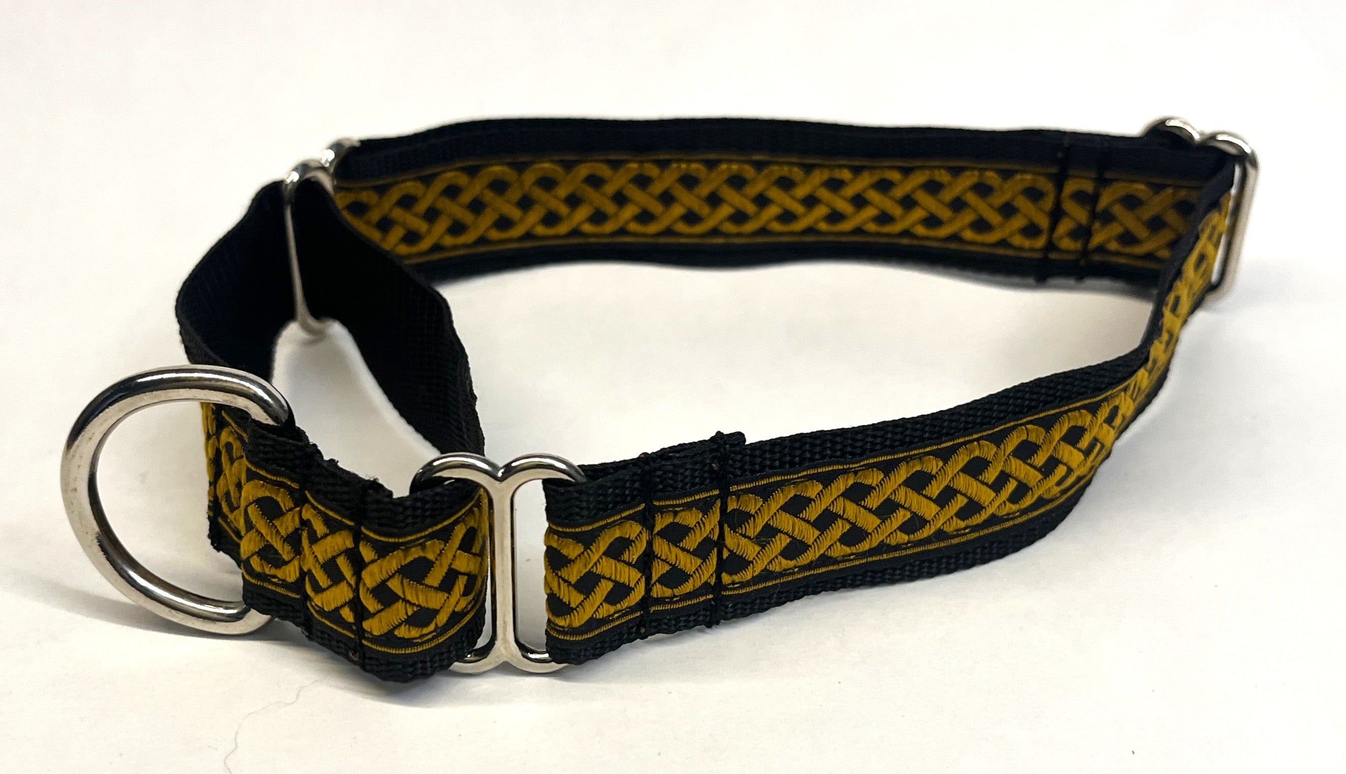 Black with Gold Celtic Weave Martingale Collar 1in