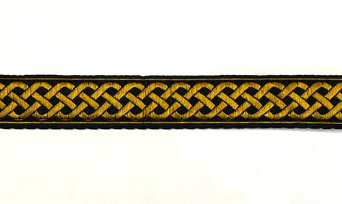 Black with Gold Celtic Weave Dog Collar 3/4