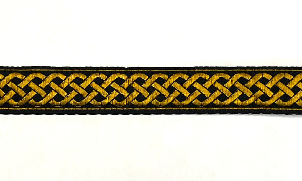 Black with Gold Celtic Weave Dog Leash 3/4