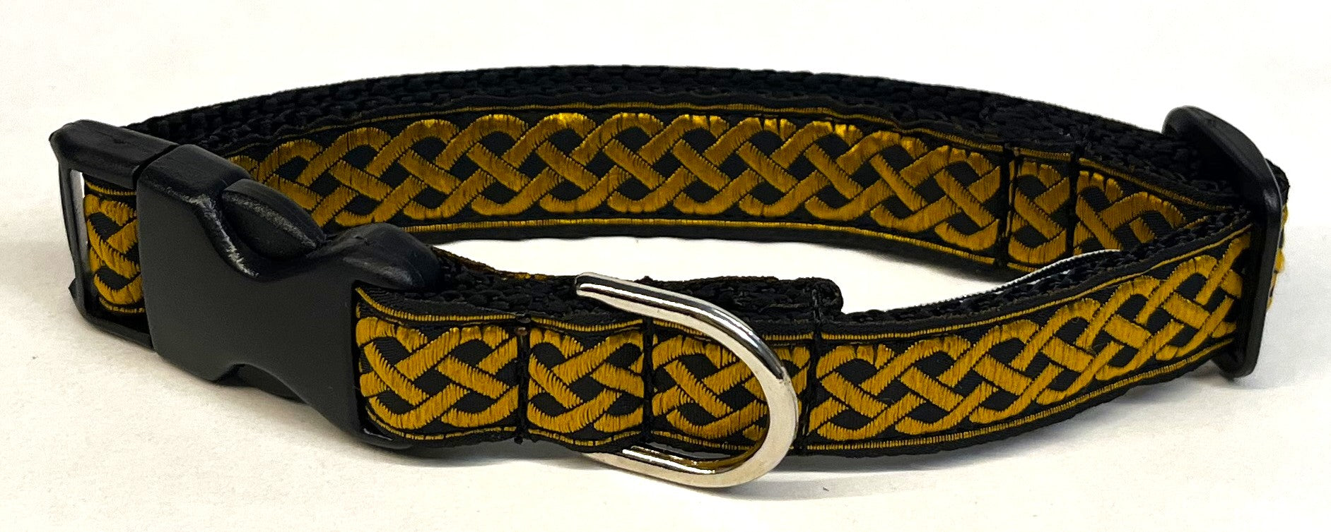 Black with Gold Celtic Weave Dog Collar 3/4