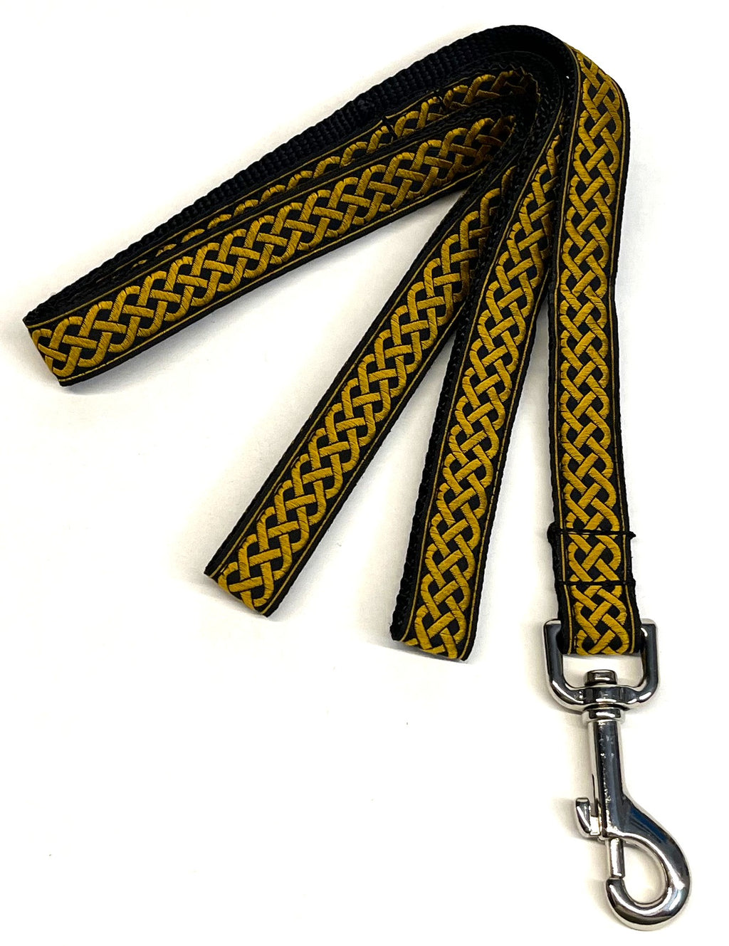 Black with Gold Celtic Weave Dog Leash 3/4