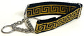 Black with Gold Greek Key Chain Martingale Collar 1 1/2 in
