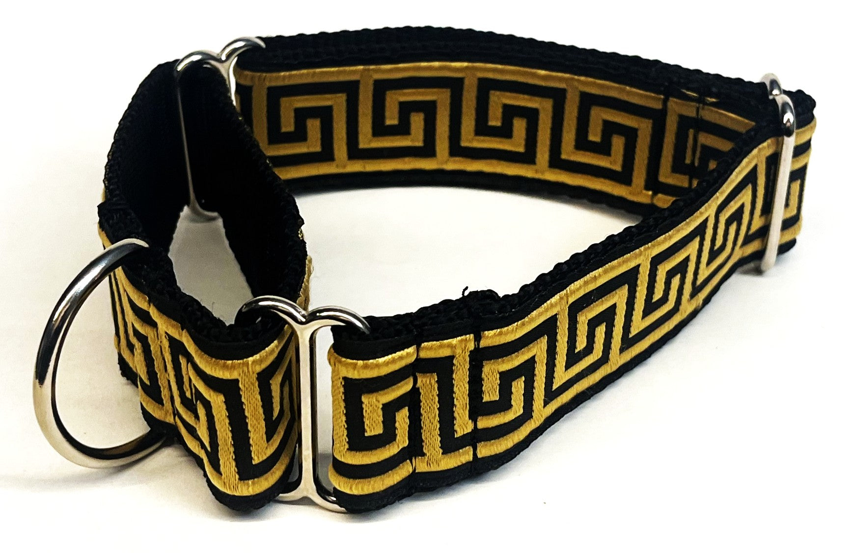 Black with Gold Greek Key Martingale Collar 1 1/2 in