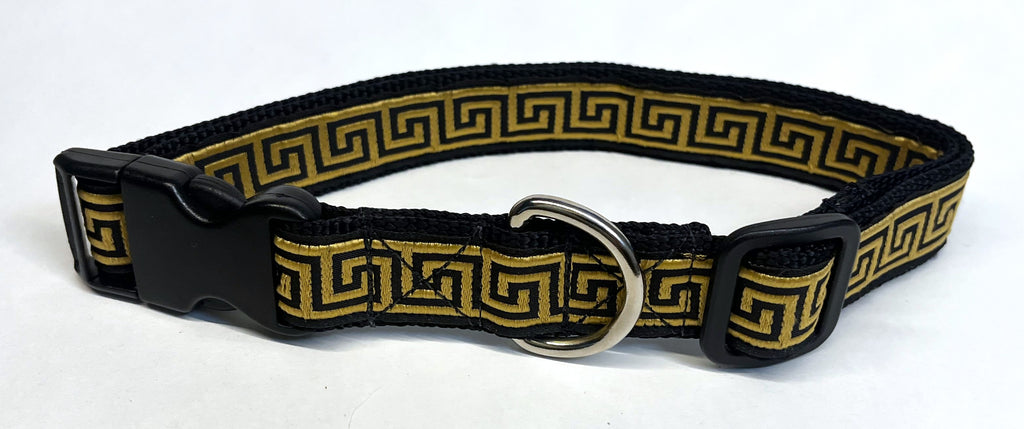 Black with Gold Egyptian Squares Dog Collar 1in
