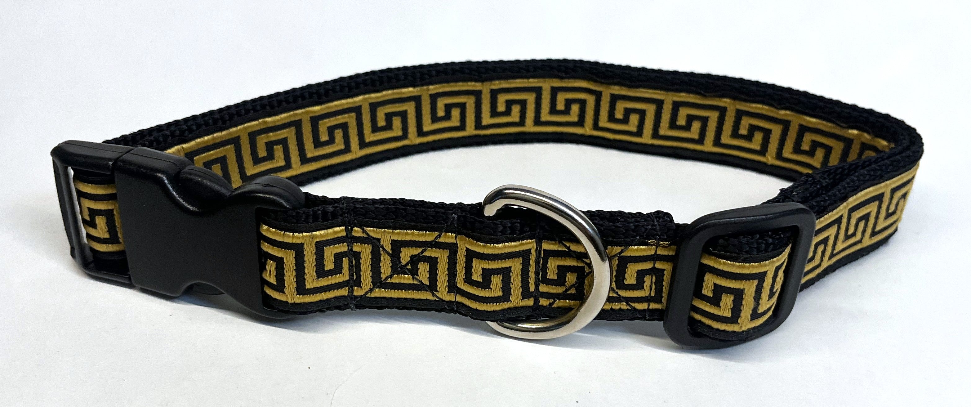 Black with Gold Egyptian Squares Dog Collar 1in