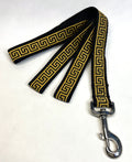 Black with Gold Egyptian Squares Dog Leash 1in