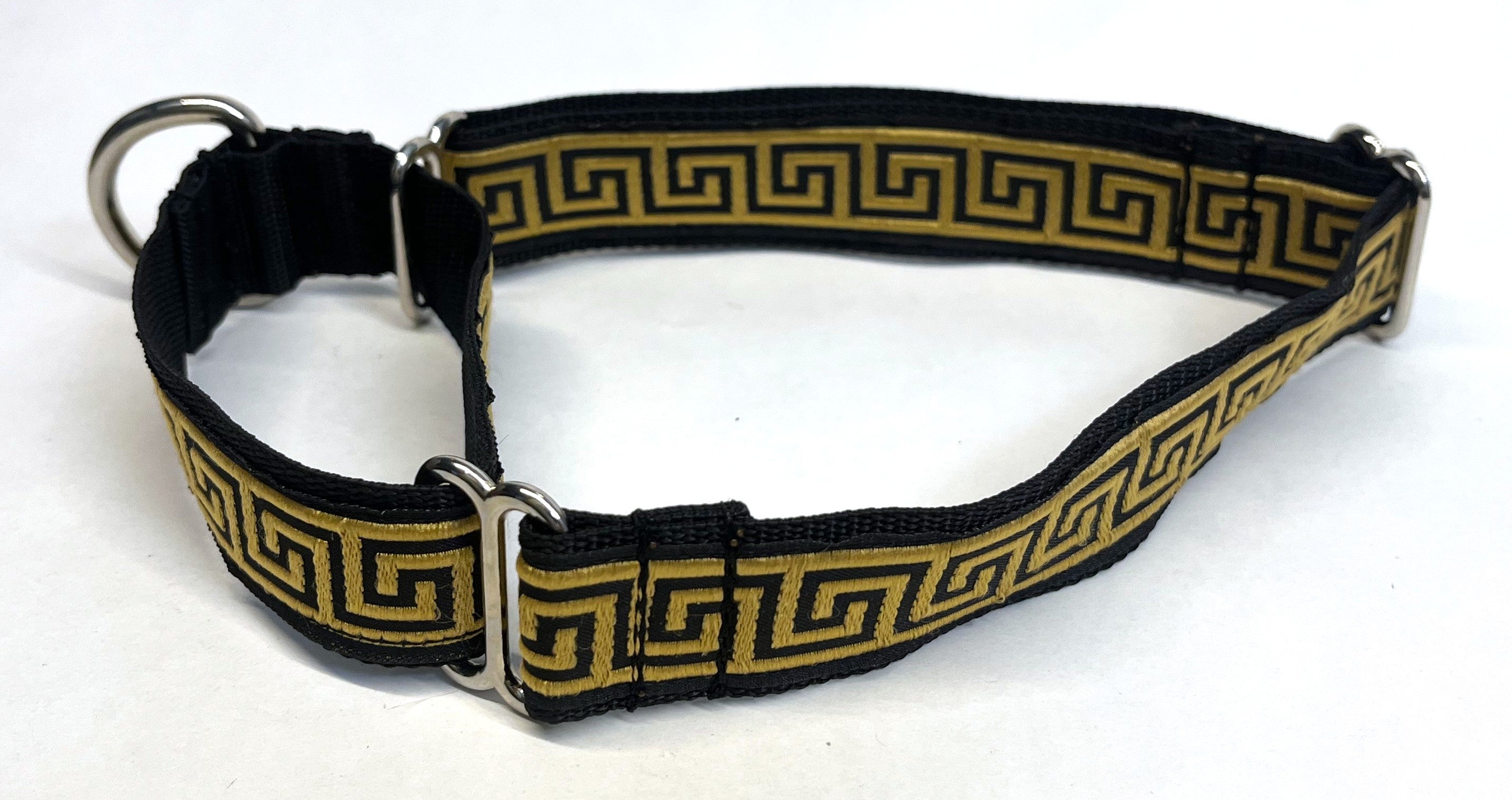 Black with Gold Egyptian Squares Martingale Collar 1in