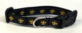 Black with Gold Fleur de Lis Dog Collar 1/2