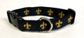 Black with Gold Fleur De Lis Dog Collar 1in