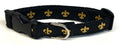 Black with Gold Fleur De Lis Dog Collar 3/4