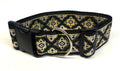 Black with Gold and Silver Fancy Diamond Pattern Dog Collar 2in
