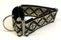 Black with Gold and Silver Fancy Diamond Pattern Martingale Collar 2in