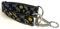 Black with Gray and Gold Tree and Symbol Chain Martingale Collar 1 1/2 in