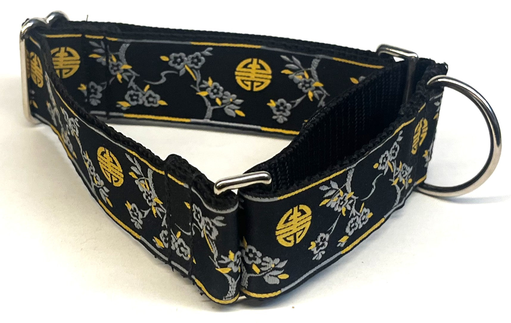 Black with Gray and Gold Tree and Symbol Martingale Collar 1 1/2 in