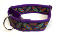 Black with Olive, Blue, Orange, and Purple Leaf Design Martingale Collar 2in