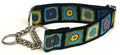 Black with Green, Blue, and Red Square Designs Chain Martingale Collar 1 1/2 in