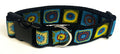 Black with Green, Blue, and Red Square Designs Dog Collar 1 1/2 in