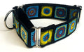 Black with Green, Blue, and Red Square Designs Martingale Collar 1 1/2 in