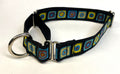 Black with Green Blue and Red Square Designs Martingale Collar 1in