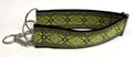 Black with Green and White Border and Green Diamond Pattern Chain Martingale Collar 2in