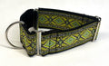 Black with Green and White Border and Green Diamond Pattern Martingale Collar 2in