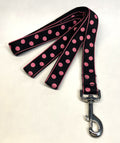 Black with Light Pink Dots Dog Leash 1in