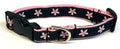 Black with Light Pink Flowers Dog Collar 3/4