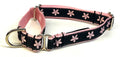 Black with Light Pink Flowers Martingale Collar 3/4